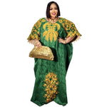 Embroidered Bazin Riche Abaya Dress | Women's Plus Size African Maxi Gown - Free Delivery Worldwide only at Flexi Africa