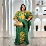 Embroidered Bazin Riche Abaya Dress | Women's Plus Size African Maxi Gown - Free Delivery Worldwide only at Flexi Africa