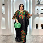 Embroidered Bazin Riche Abaya Dress | Women's Plus Size African Maxi Gown - Free Delivery Worldwide only at Flexi Africa