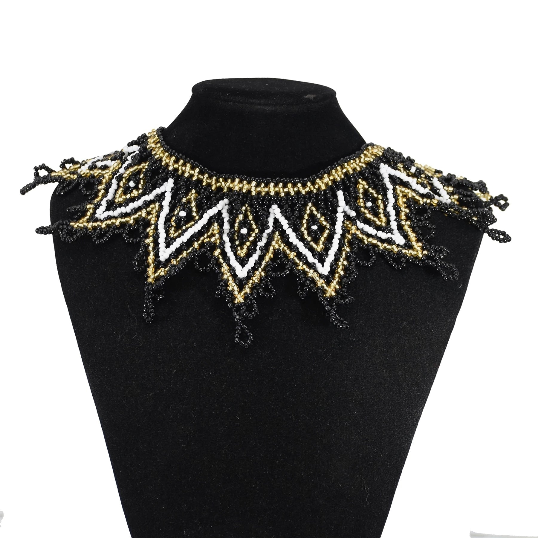 Ethnic African Big Chunky Bib Statement Choker - A Vibrant and Multicolored Beaded Necklace Perfect for Women - Flexi Africa - Flexi Africa offers Free Delivery Worldwide - Vibrant African traditional clothing showcasing bold prints and intricate designs