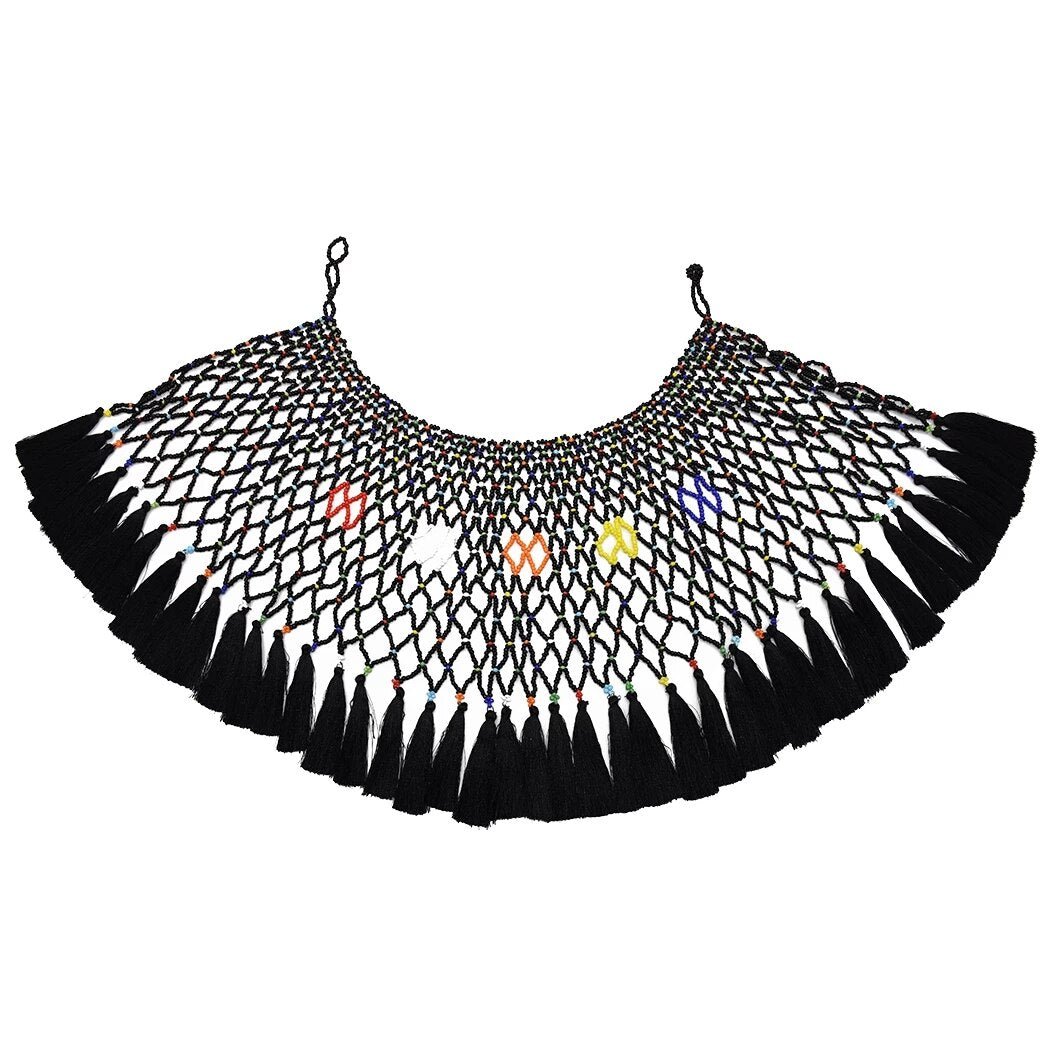 Ethnic African Big Chunky Bib Statement Choker - A Vibrant and Multicolored Beaded Necklace Perfect for Women - Flexi Africa - Flexi Africa offers Free Delivery Worldwide - Vibrant African traditional clothing showcasing bold prints and intricate designs