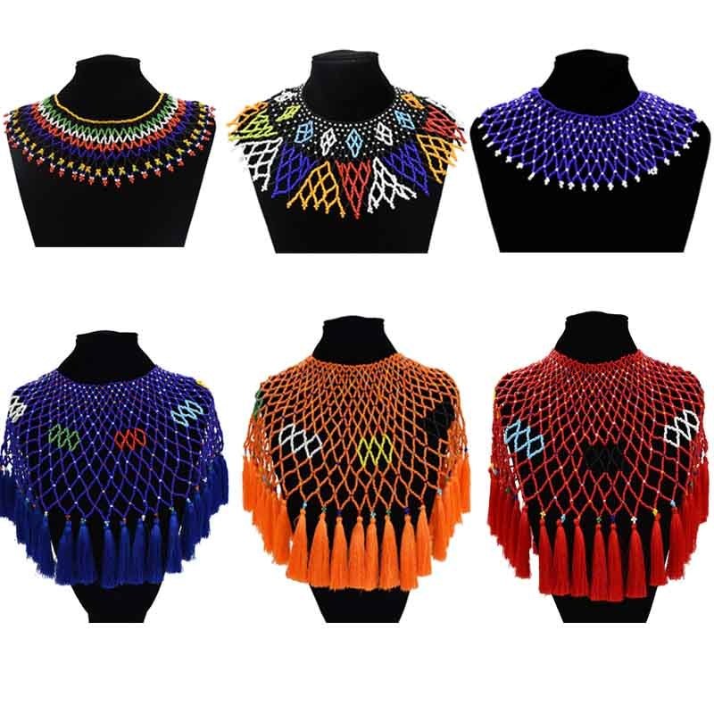 Ethnic African Big Chunky Bib Statement Choker - A Vibrant and Multicolored Beaded Necklace Perfect for Women - Flexi Africa - Flexi Africa offers Free Delivery Worldwide - Vibrant African traditional clothing showcasing bold prints and intricate designs