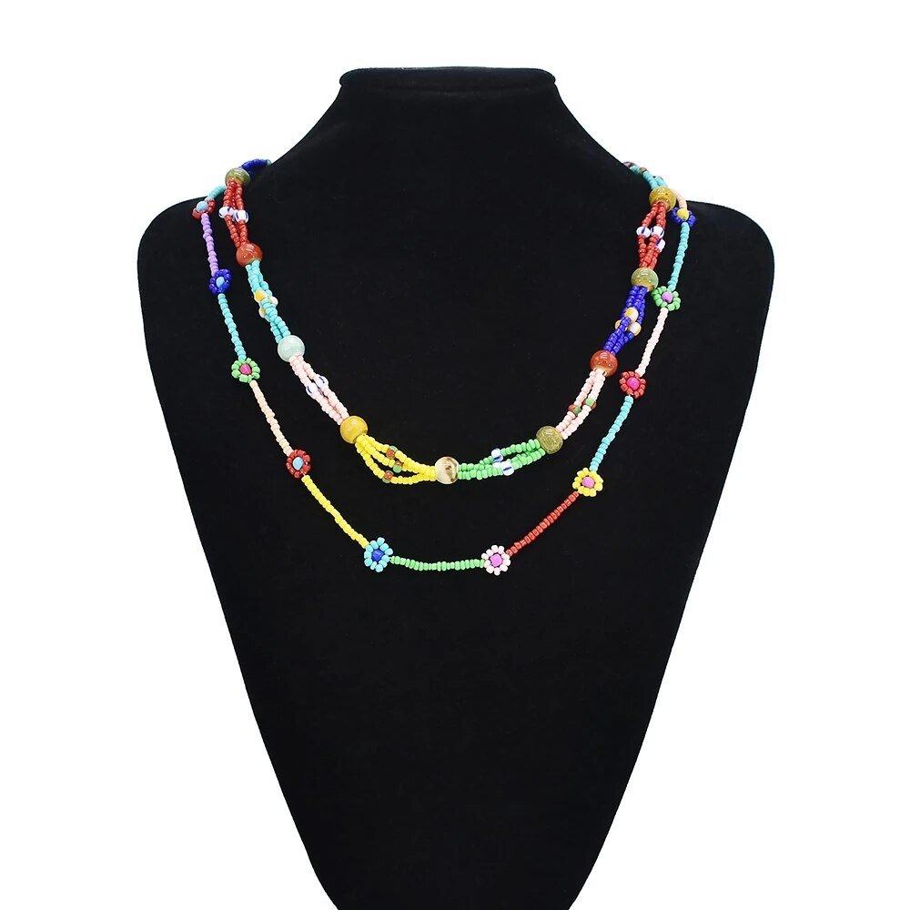 Ethnic African Big Chunky Bib Statement Choker - A Vibrant and Multicolored Beaded Necklace Perfect for Women - Flexi Africa - Flexi Africa offers Free Delivery Worldwide - Vibrant African traditional clothing showcasing bold prints and intricate designs