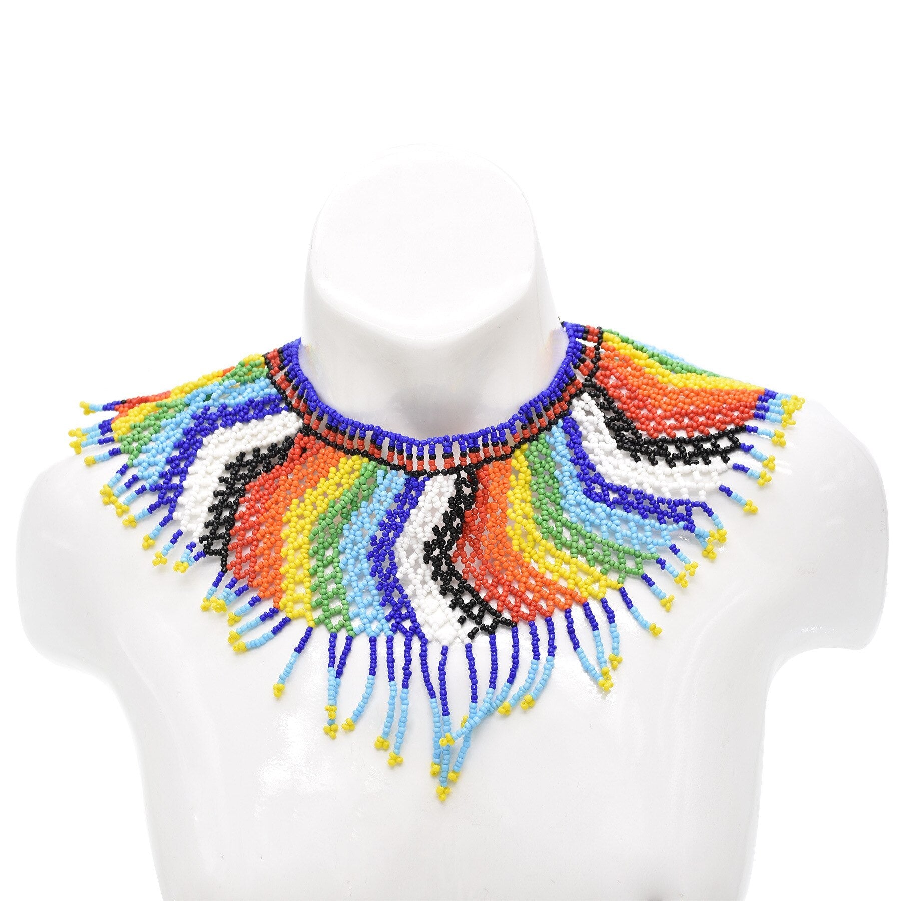 Ethnic African Big Chunky Bib Statement Choker - A Vibrant and Multicolored Beaded Necklace Perfect for Women - Flexi Africa - Flexi Africa offers Free Delivery Worldwide - Vibrant African traditional clothing showcasing bold prints and intricate designs