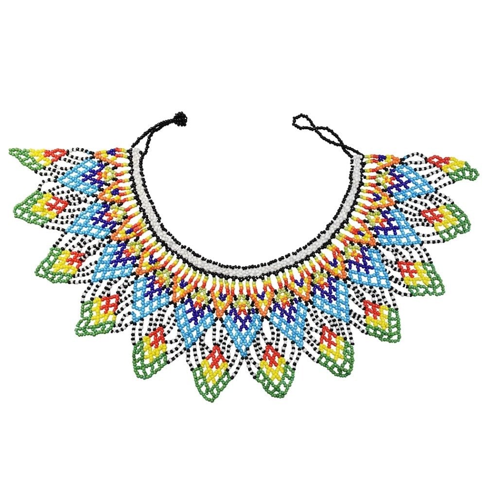 Ethnic African Big Chunky Bib Statement Choker - A Vibrant and Multicolored Beaded Necklace Perfect for Women - Flexi Africa