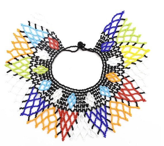 Ethnic African Big Chunky Bib Statement Choker - A Vibrant and Multicolored Beaded Necklace Perfect for Women - Flexi Africa - Flexi Africa offers Free Delivery Worldwide - Vibrant African traditional clothing showcasing bold prints and intricate designs