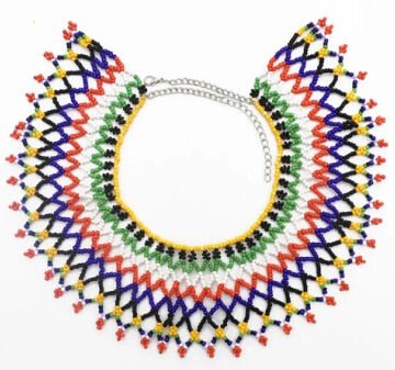 Ethnic African Big Chunky Bib Statement Choker - A Vibrant and Multicolored Beaded Necklace Perfect for Women - Flexi Africa - Flexi Africa offers Free Delivery Worldwide - Vibrant African traditional clothing showcasing bold prints and intricate designs