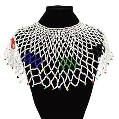 Ethnic African Big Chunky Bib Statement Choker - A Vibrant and Multicolored Beaded Necklace Perfect for Women - Flexi Africa - Flexi Africa offers Free Delivery Worldwide - Vibrant African traditional clothing showcasing bold prints and intricate designs