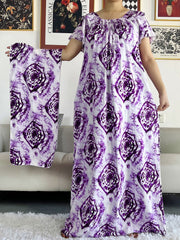 Ethnic Chic: African Inspired Tie-Dye Abaya Dress with Floral Prints and Loose Fit - Perfect for Summer - Flexi Africa