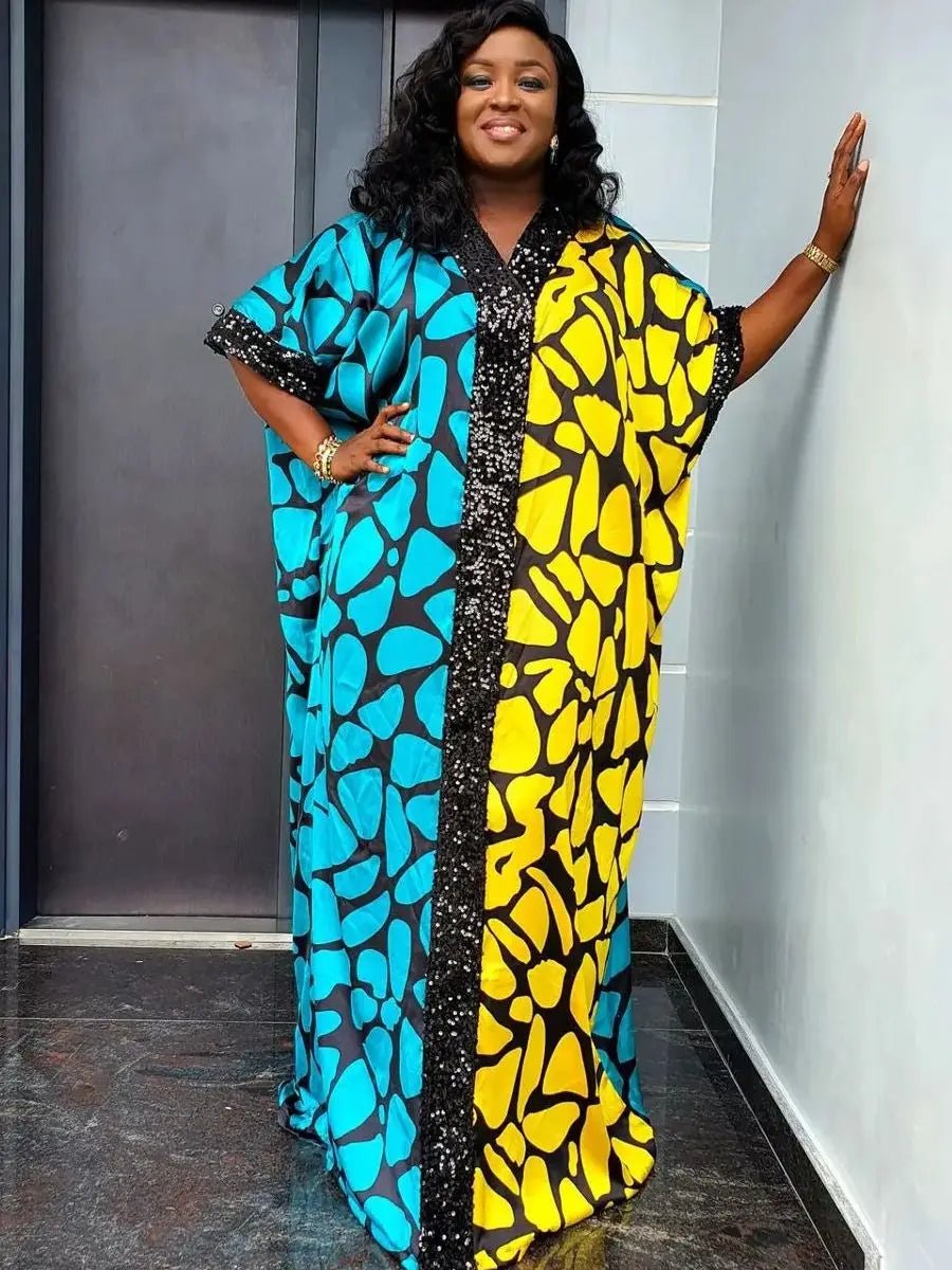 Exquisite Abayas: Embrace Luxury African Fashion for Evening Parties with Caftans, Boubous, and Djellabas - Flexi Africa - Flexi Africa offers Free Delivery Worldwide - Vibrant African traditional clothing showcasing bold prints and intricate designs