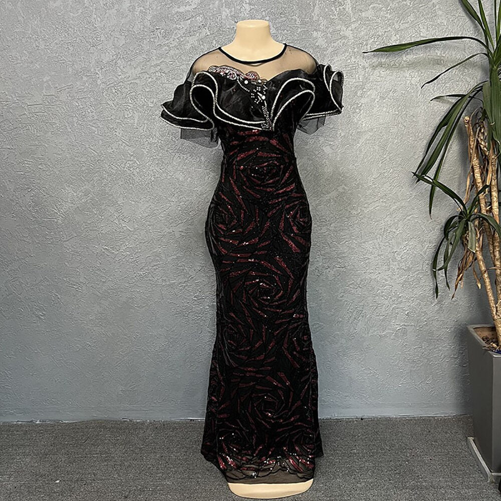 Exquisite African Evening Dresses: Elegant Wedding Party Gown - Flexi Africa - Flexi Africa offers Free Delivery Worldwide - Vibrant African traditional clothing showcasing bold prints and intricate designs