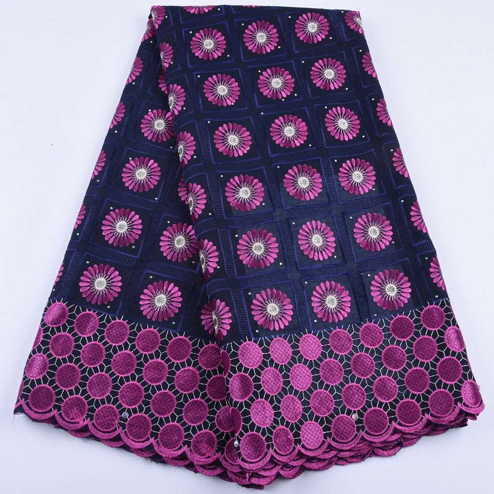 Exquisite African Lace Fabric: Elaborately Embroidered Cotton Elegance - Flexi Africa - Free Delivery Worldwide