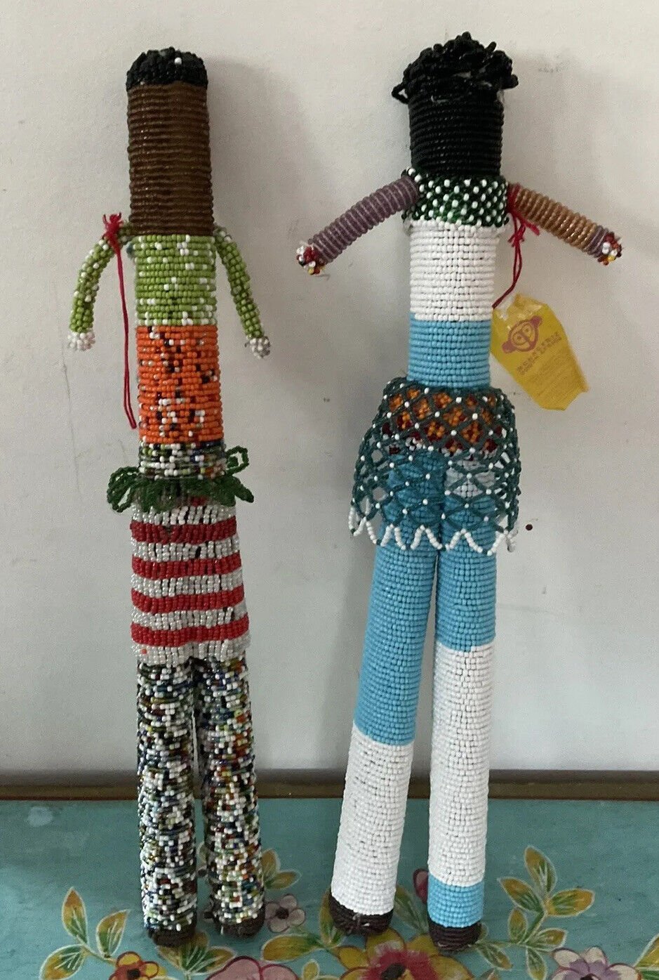 Fantastic Pair Of Hand Made South African Beaded Dolls With Tag - Flexi Africa - Free Delivery www.flexiafrica.com