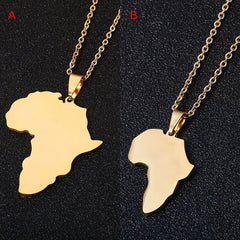 Fashion Selling African Map Pendant Necklaces Men Women Stainless Steel Gold Color Africa Map Jewelry Gift - Flexi Africa