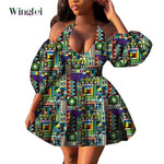 Fashion Women Casual Dresses African Clothes Sexy V-neck Dashiki Dress Ankara Print Short Dress African Style Clothing Wy7876 - Free Delivery Worldwide only at Flexi Africa