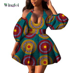 Fashion Women Casual Dresses African Clothes Sexy V-neck Dashiki Dress Ankara Print Short Dress African Style Clothing Wy7876 - Free Delivery Worldwide only at Flexi Africa