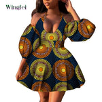 Fashion Women Casual Dresses African Clothes Sexy V-neck Dashiki Dress Ankara Print Short Dress African Style Clothing Wy7876 - Free Delivery Worldwide only at Flexi Africa