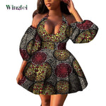 Fashion Women Casual Dresses African Clothes Sexy V-neck Dashiki Dress Ankara Print Short Dress African Style Clothing Wy7876 - Free Delivery Worldwide only at Flexi Africa