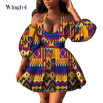 Fashion Women Casual Dresses African Clothes Sexy V-neck Dashiki Dress Ankara Print Short Dress African Style Clothing Wy7876 - Free Delivery Worldwide only at Flexi Africa