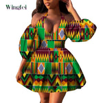 Fashion Women Casual Dresses African Clothes Sexy V-neck Dashiki Dress Ankara Print Short Dress African Style Clothing Wy7876 - Free Delivery Worldwide only at Flexi Africa