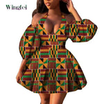 Fashion Women Casual Dresses African Clothes Sexy V-neck Dashiki Dress Ankara Print Short Dress African Style Clothing Wy7876 - Free Delivery Worldwide only at Flexi Africa