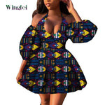Fashion Women Casual Dresses African Clothes Sexy V-neck Dashiki Dress Ankara Print Short Dress African Style Clothing Wy7876 - Free Delivery Worldwide only at Flexi Africa