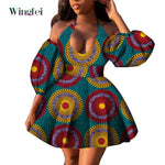 Fashion Women Casual Dresses African Clothes Sexy V-neck Dashiki Dress Ankara Print Short Dress African Style Clothing Wy7876 - Free Delivery Worldwide only at Flexi Africa
