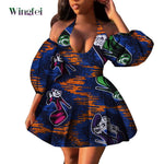 Fashion Women Casual Dresses African Clothes Sexy V-neck Dashiki Dress Ankara Print Short Dress African Style Clothing Wy7876 - Free Delivery Worldwide only at Flexi Africa