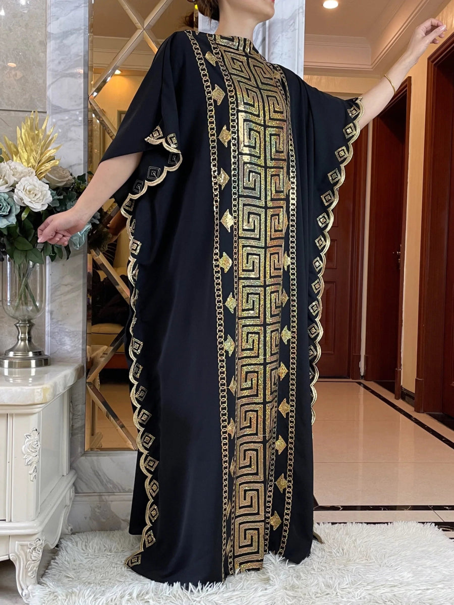 Fashionable African Party Abaya Dress: High - Quality, Comfortable Fabric with Sequin Embroidery for Women - Free Delivery Worldwide only at Flexi Africa