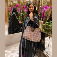 Femme Diamonds Chiffon African Dresses for Women 2024 Hooded Traditional Clothing Dubai Abaya Kaftan Africa Dashiki Robe Gown - Free Delivery Worldwide only at Flexi Africa