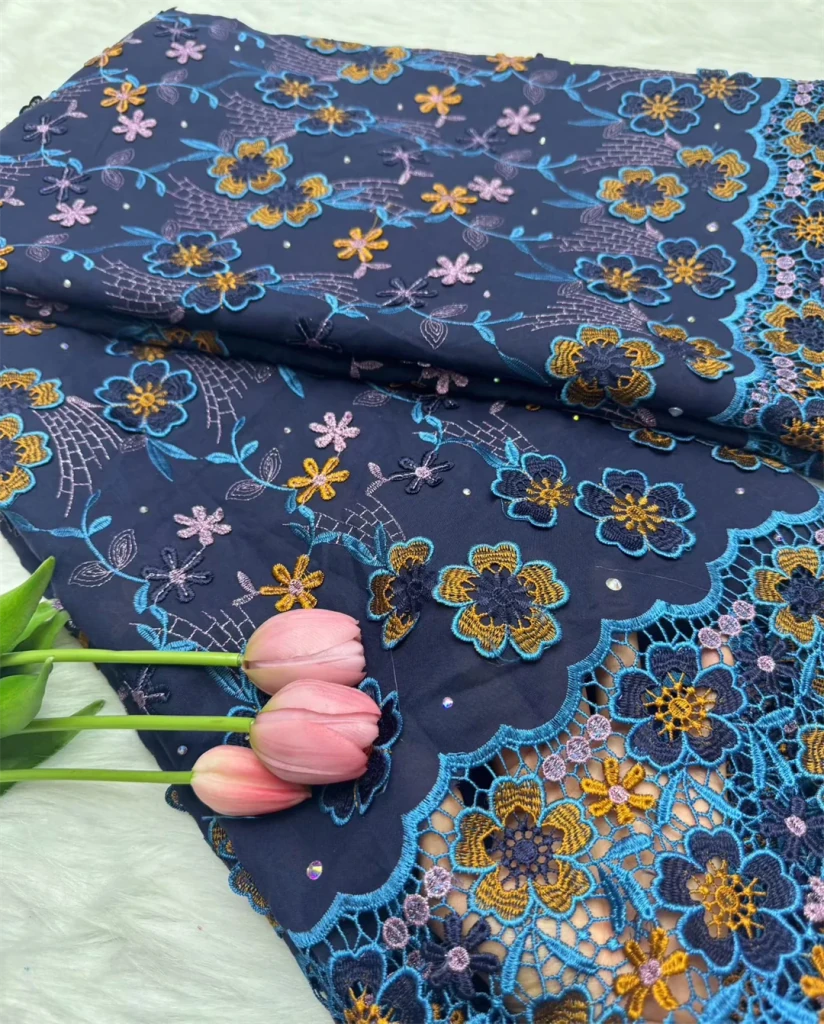 Floral Appliqué Voile Lace Fabric, 5 Yards - Free Delivery Worldwide only at Flexi Africa