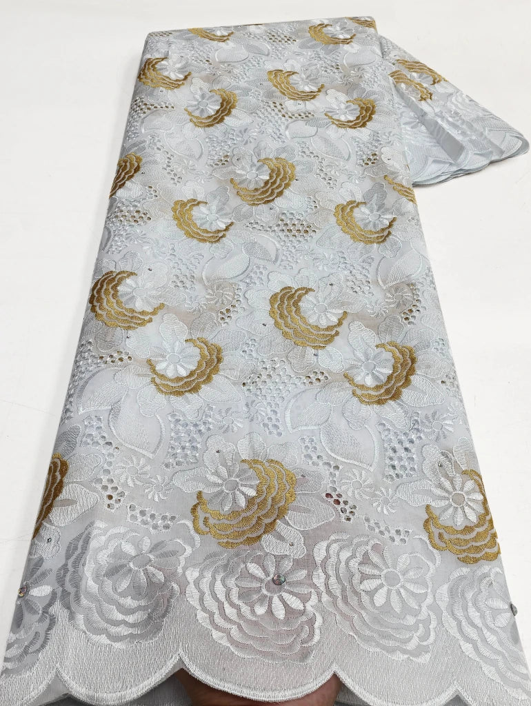 Floral Appliqué Voile Lace Fabric, 5 Yards - Free Delivery Worldwide only at Flexi Africa