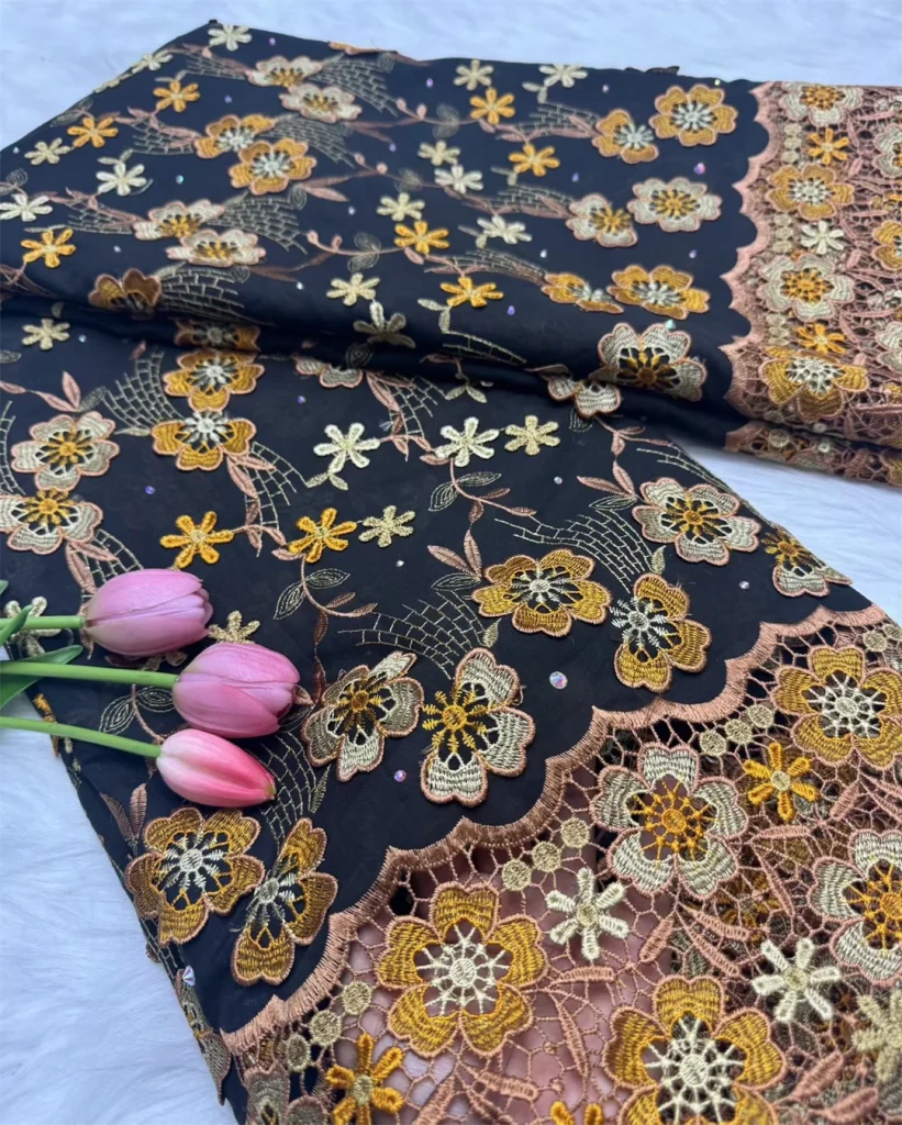 Floral Appliqué Voile Lace Fabric, 5 Yards - Free Delivery Worldwide only at Flexi Africa