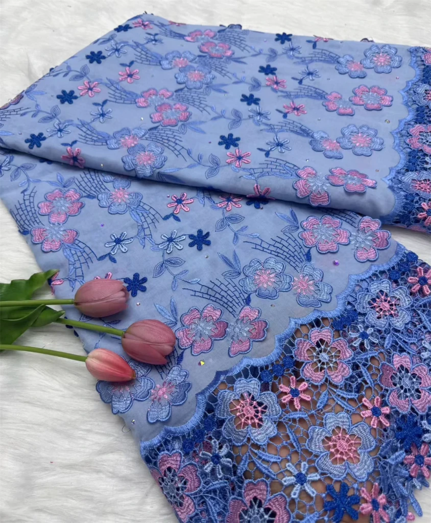 Floral Appliqué Voile Lace Fabric, 5 Yards - Free Delivery Worldwide only at Flexi Africa
