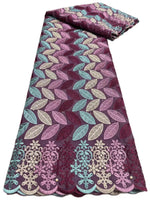 Floral Appliqué Voile Lace Fabric, 5 Yards - Free Delivery Worldwide only at Flexi Africa