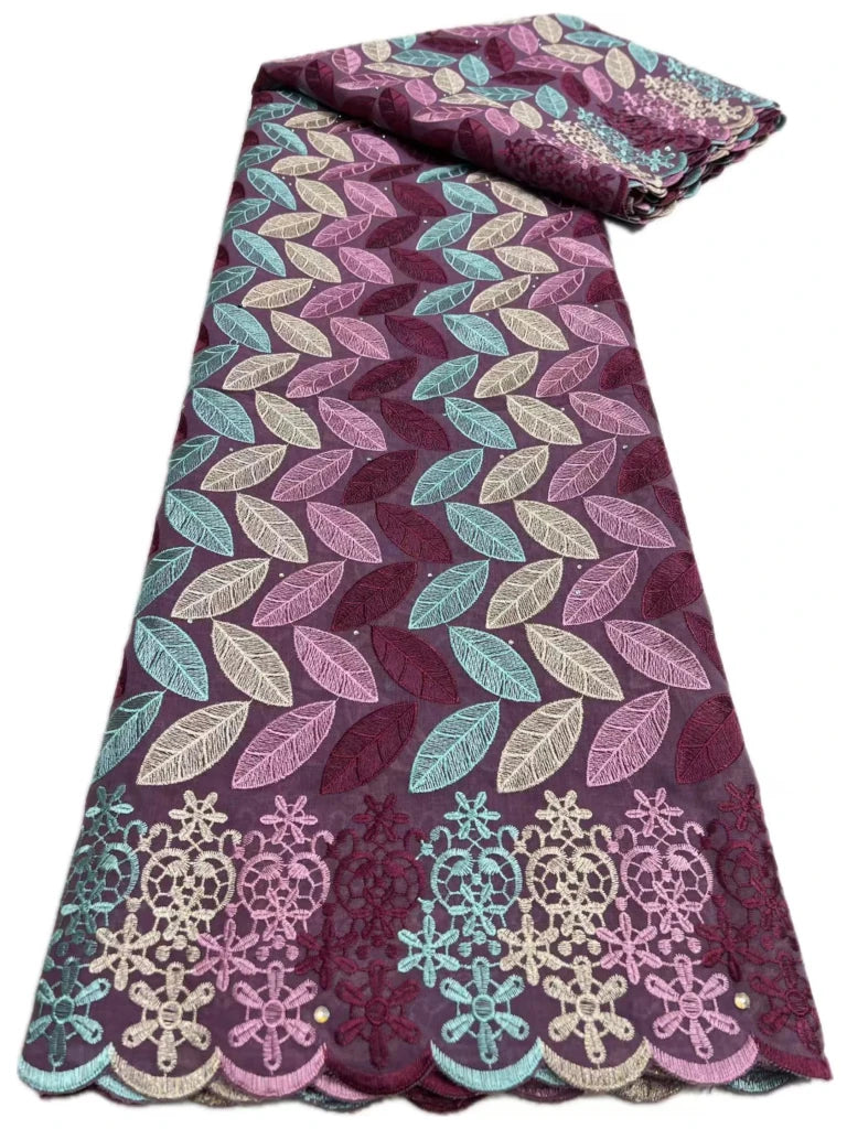 Floral Appliqué Voile Lace Fabric, 5 Yards - Free Delivery Worldwide only at Flexi Africa
