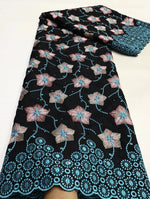 Floral Appliqué Voile Lace Fabric, 5 Yards - Free Delivery Worldwide only at Flexi Africa