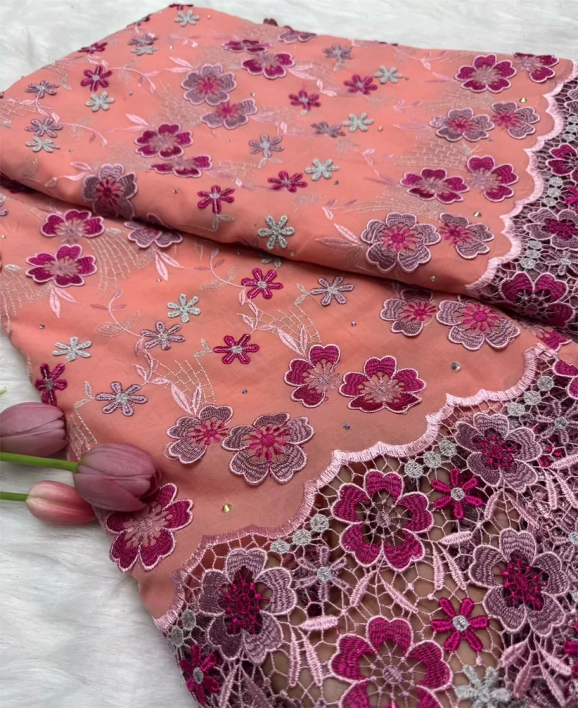 Floral Appliqué Voile Lace Fabric, 5 Yards - Free Delivery Worldwide only at Flexi Africa