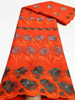 Floral Appliqué Voile Lace Fabric, 5 Yards - Free Delivery Worldwide only at Flexi Africa