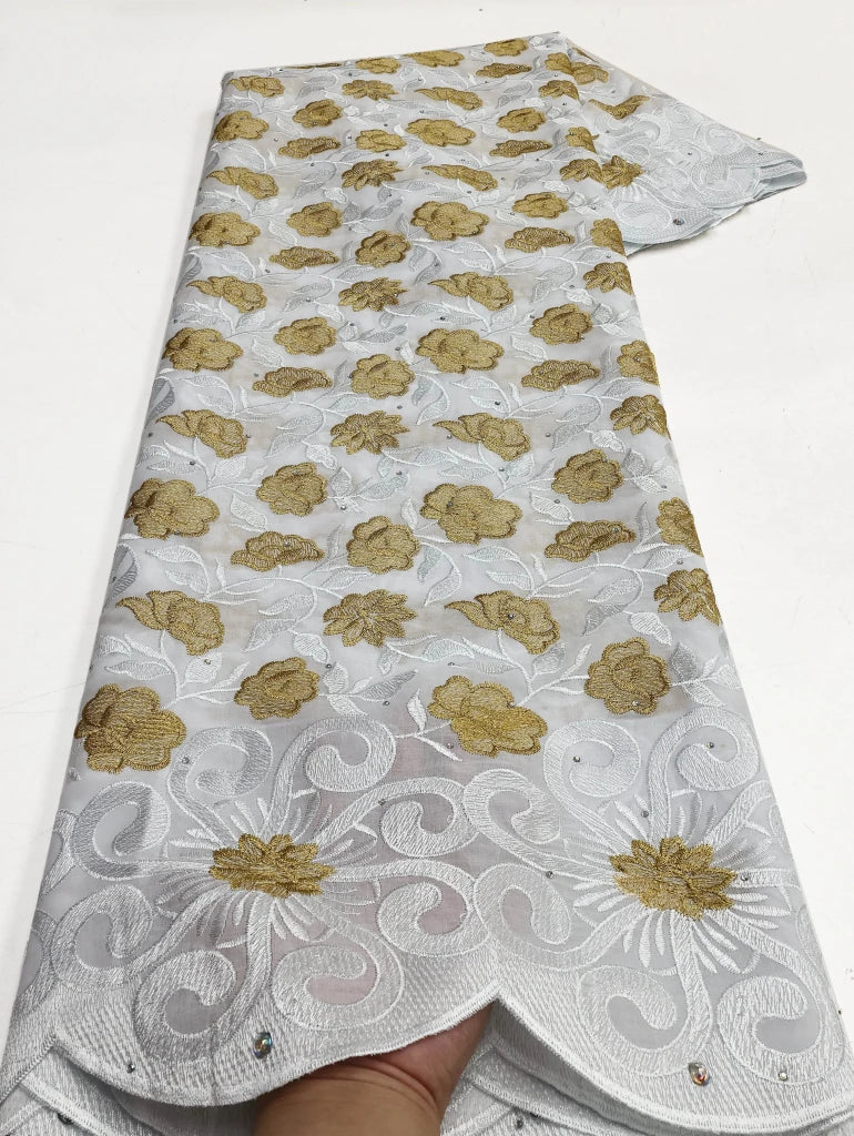 Floral Appliqué Voile Lace Fabric, 5 Yards - Free Delivery Worldwide only at Flexi Africa