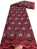 Floral Appliqué Voile Lace Fabric, 5 Yards - Free Delivery Worldwide only at Flexi Africa