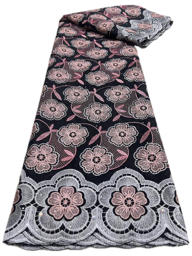 Floral Appliqué Voile Lace Fabric, 5 Yards - Free Delivery Worldwide only at Flexi Africa