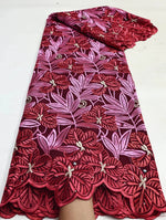 Floral Appliqué Voile Lace Fabric, 5 Yards - Free Delivery Worldwide only at Flexi Africa