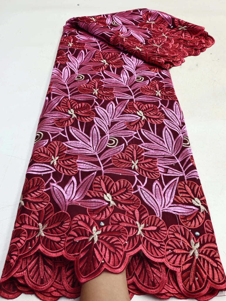 Floral Appliqué Voile Lace Fabric, 5 Yards - Free Delivery Worldwide only at Flexi Africa