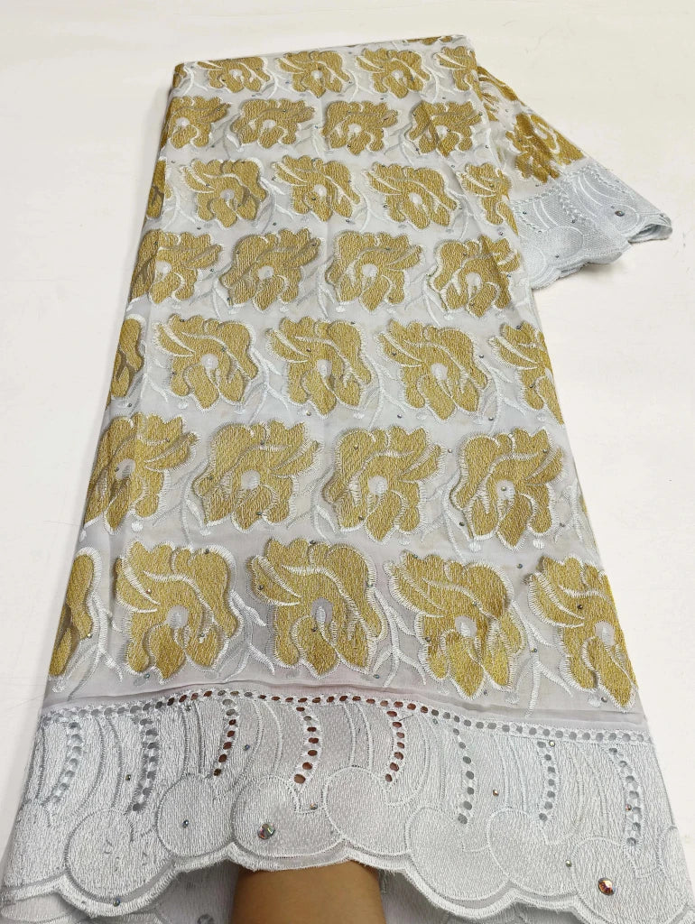 Floral Appliqué Voile Lace Fabric, 5 Yards - Free Delivery Worldwide only at Flexi Africa