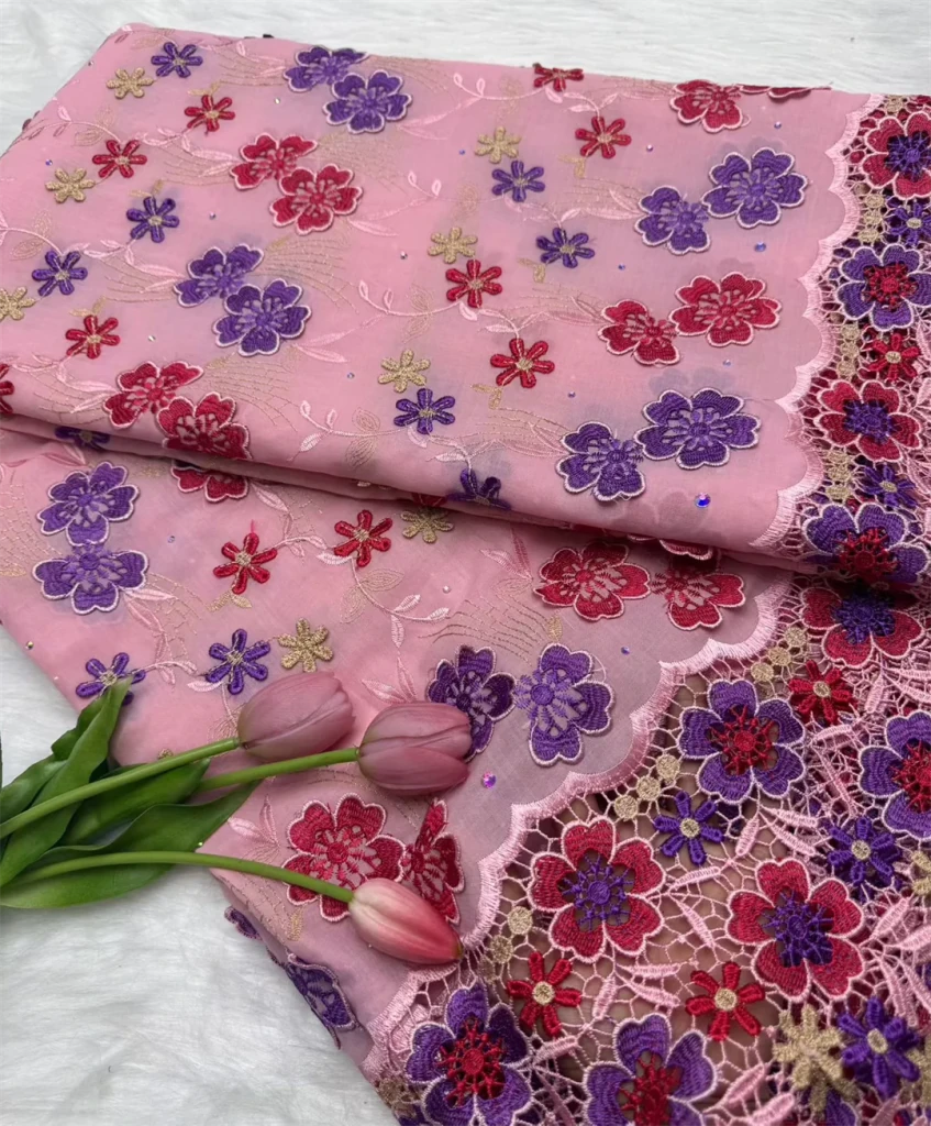 Floral Appliqué Voile Lace Fabric, 5 Yards - Free Delivery Worldwide only at Flexi Africa