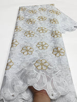 Floral Appliqué Voile Lace Fabric, 5 Yards - Free Delivery Worldwide only at Flexi Africa
