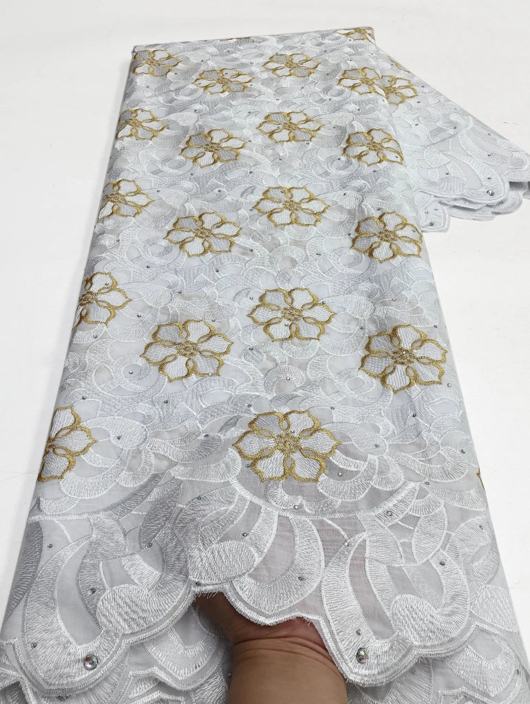 Floral Appliqué Voile Lace Fabric, 5 Yards - Free Delivery Worldwide only at Flexi Africa
