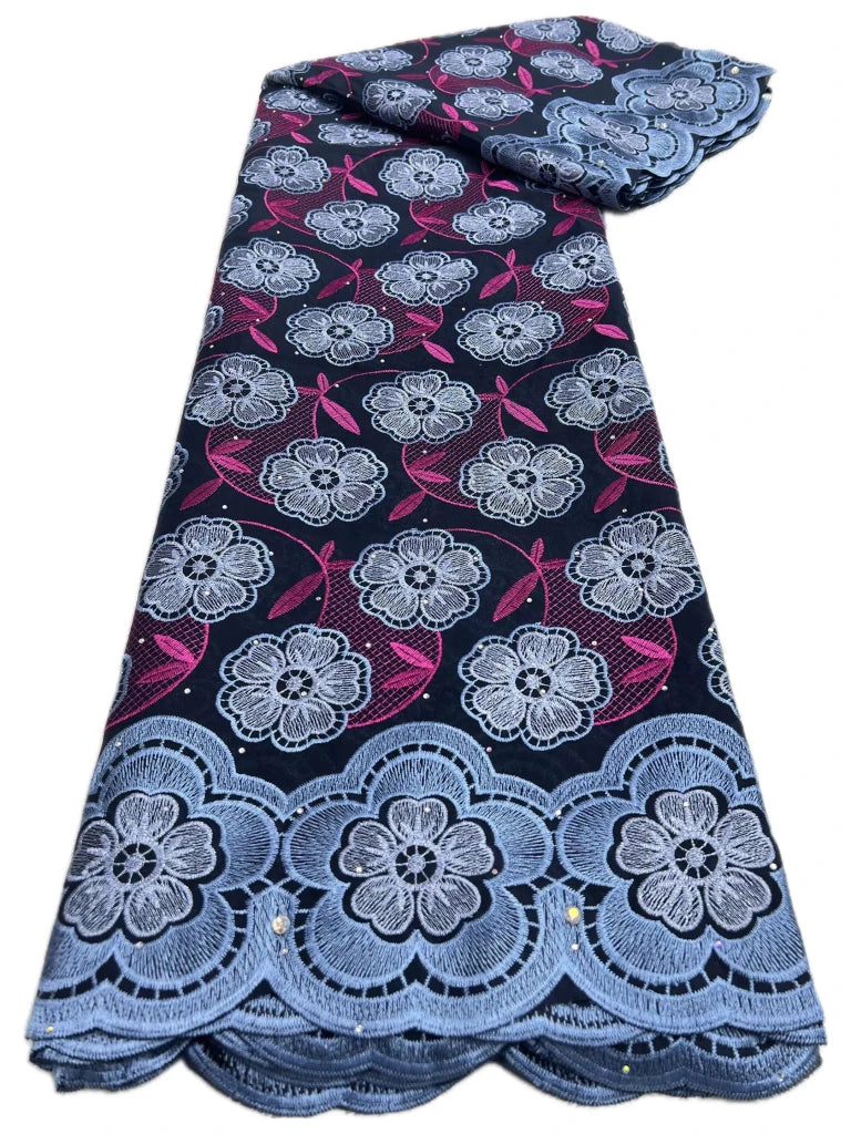 Floral Appliqué Voile Lace Fabric, 5 Yards - Free Delivery Worldwide only at Flexi Africa