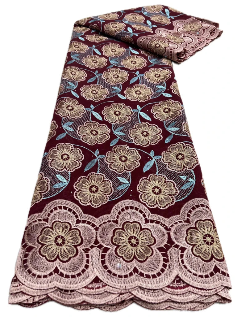 Floral Appliqué Voile Lace Fabric, 5 Yards - Free Delivery Worldwide only at Flexi Africa